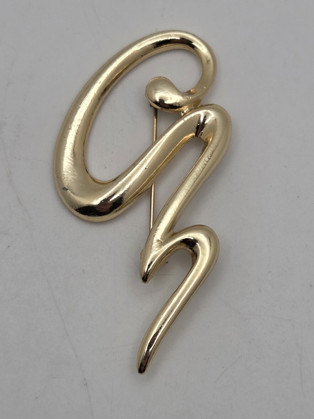 1980s Abstract Modernist Scribble Gold Swirl Brooch - Women Jewelry